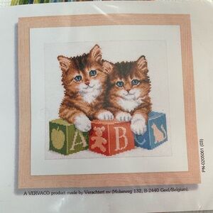 Brown Tabby Cats With ABC Blocks Counted Cross Stitch Kit (10.4”x 9.6”)